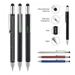Metal Su Terazili - Tornavidalı Touchpen Kalem